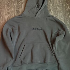 Men's Grey and Green Hoodie